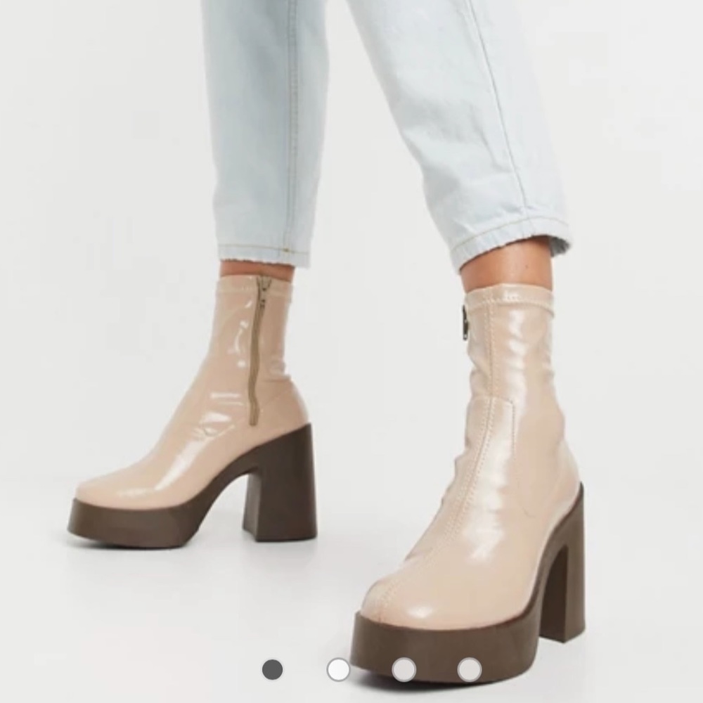 ASOS DESIGN Elsie high heeled sock boot in nude